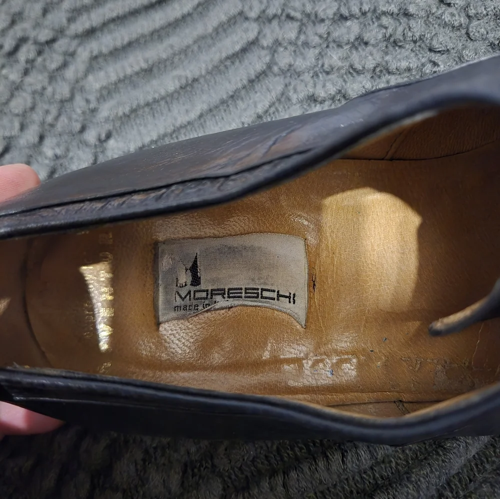 Authentic Moreschi Men's Blue-Gray Calfskin Shoes Size 10 - Made‎ In Italy